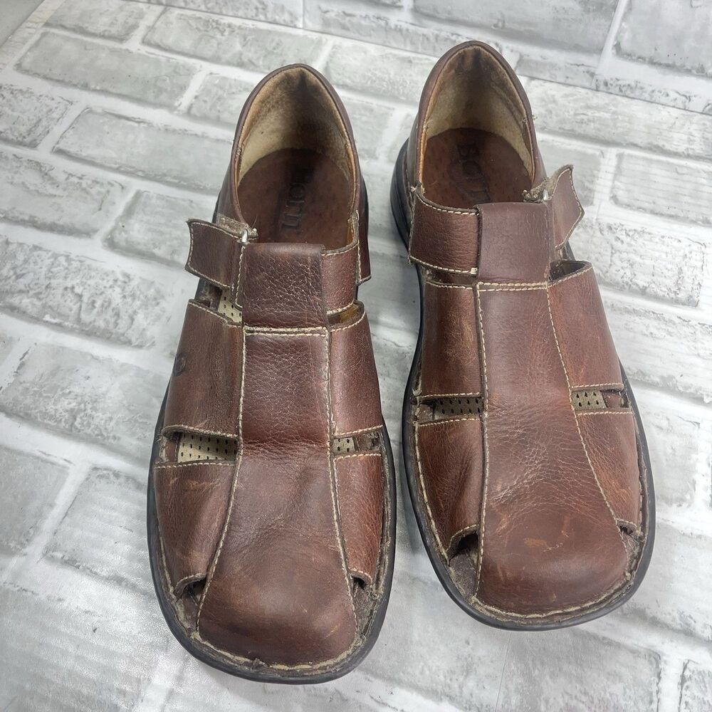 Born Fisherman Men’s Size 11 Brown Leather Closed Toe Vintage Boat Sandals - Picture 7 of 11